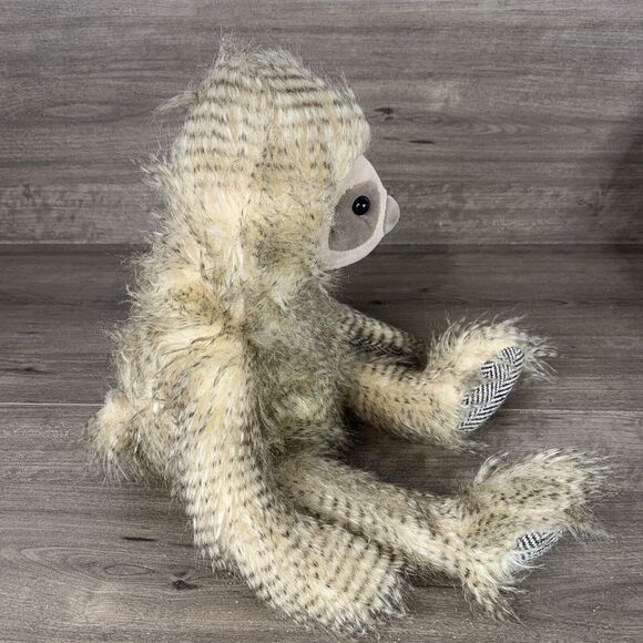 Sloth Plush Stuffed Animal Toy Fuzzy Hairy Brown Beige Patterned Paws Marshalls - Picture 2 of 11